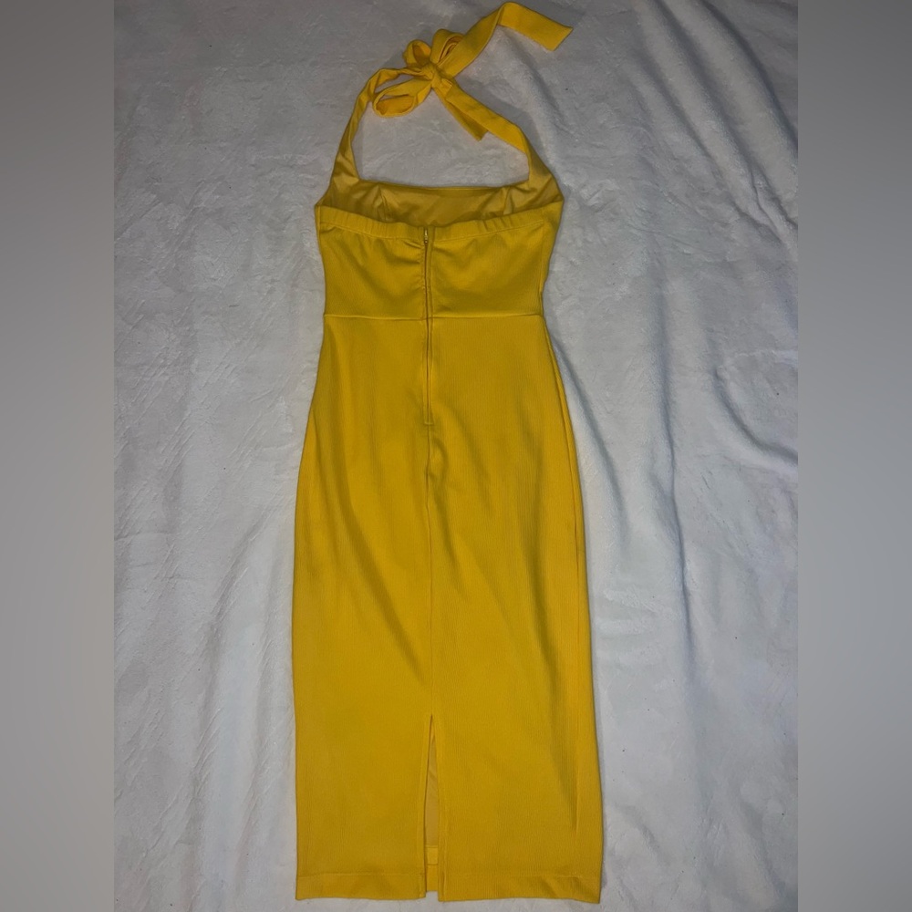 Bright Yellow Square Neck Halter Dress - Picture 2 of 6